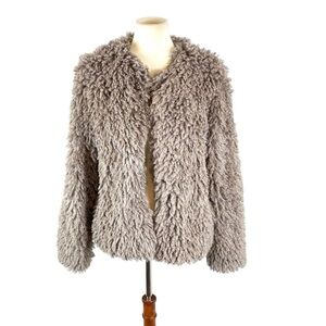 Beltaine fuzzy faux fur hair open front jacket M